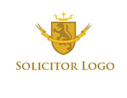lion on shield with crown in logo
