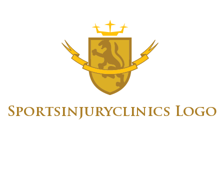 lion on shield with crown in logo