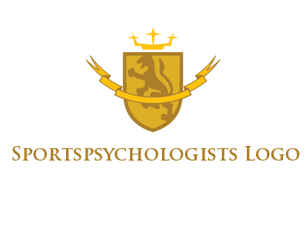 lion on shield with crown in logo
