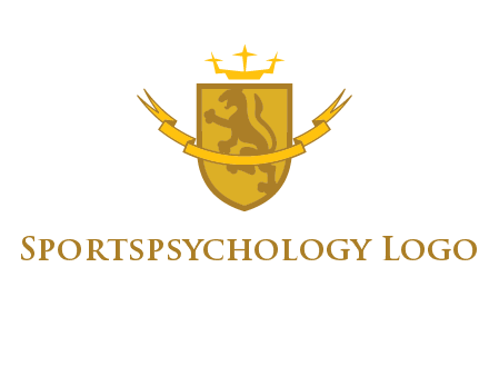 lion on shield with crown in logo