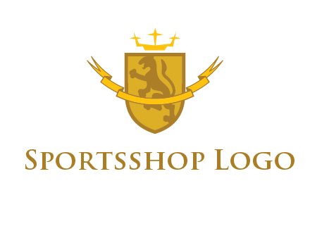 lion on shield with crown in logo