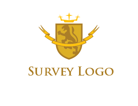 lion on shield with crown in logo