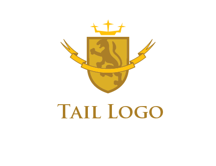 lion on shield with crown in logo