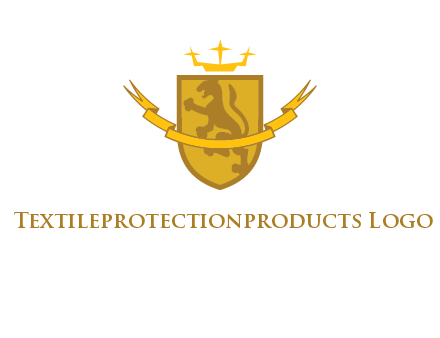 lion on shield with crown in logo