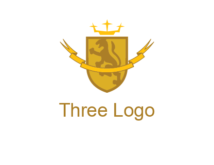 lion on shield with crown in logo