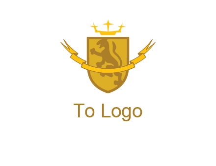 lion on shield with crown in logo