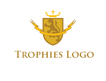lion on shield with crown in logo
