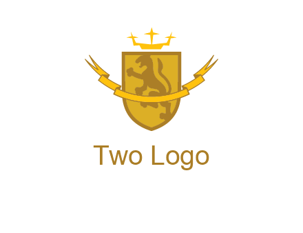 lion on shield with crown in logo