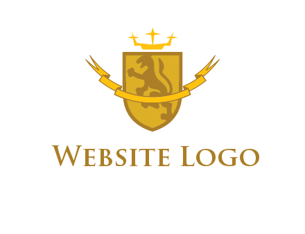 lion on shield with crown in logo