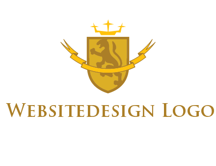 lion on shield with crown in logo