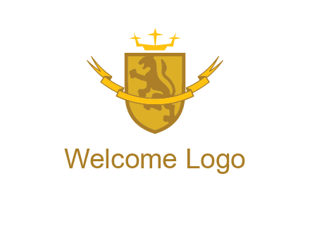 lion on shield with crown in logo