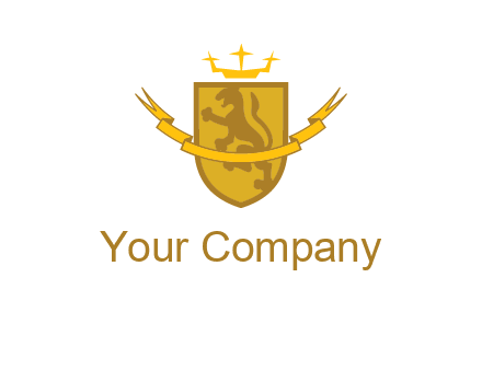 lion on shield with crown in logo