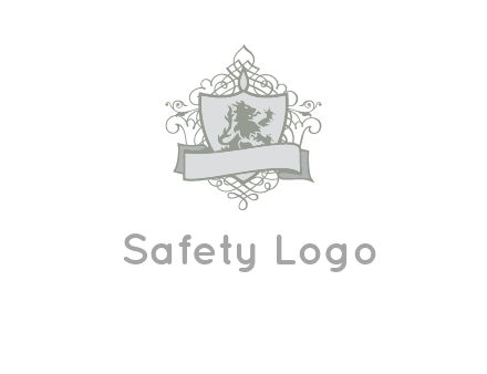 shield with banner and swirl design icon