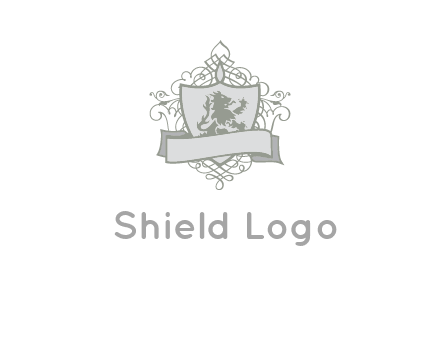 shield with banner and swirl design icon