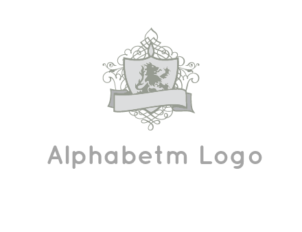 shield with banner and swirl design icon