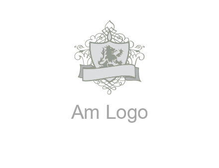 shield with banner and swirl design icon