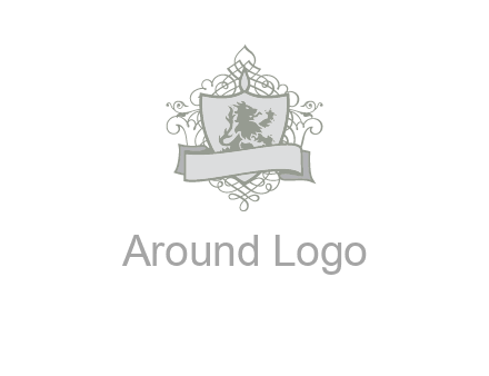 shield with banner and swirl design icon