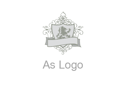 shield with banner and swirl design icon