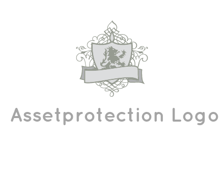 shield with banner and swirl design icon