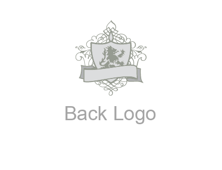 shield with banner and swirl design icon