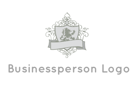 shield with banner and swirl design icon