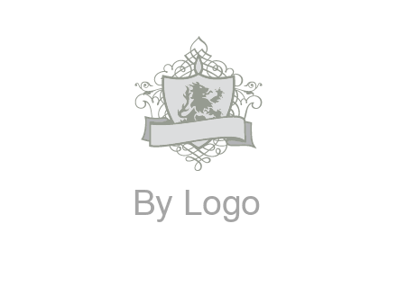 shield with banner and swirl design icon