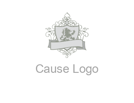 shield with banner and swirl design icon