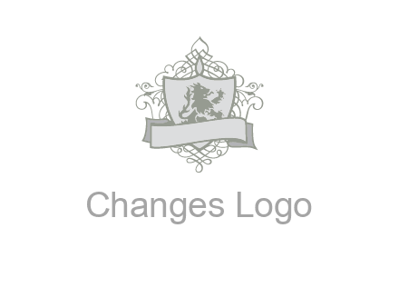 shield with banner and swirl design icon