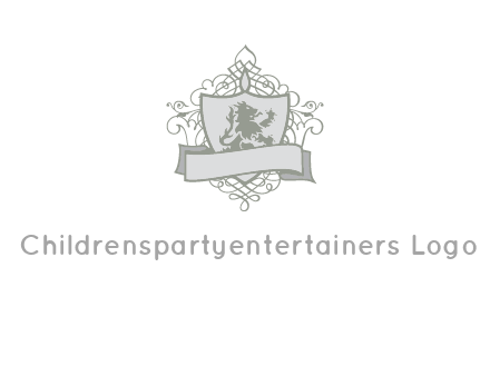 shield with banner and swirl design icon