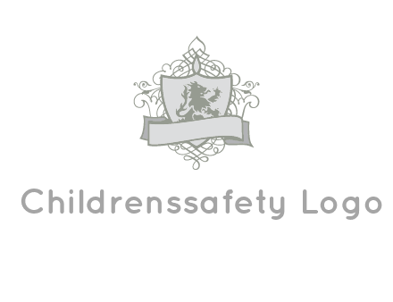 shield with banner and swirl design icon