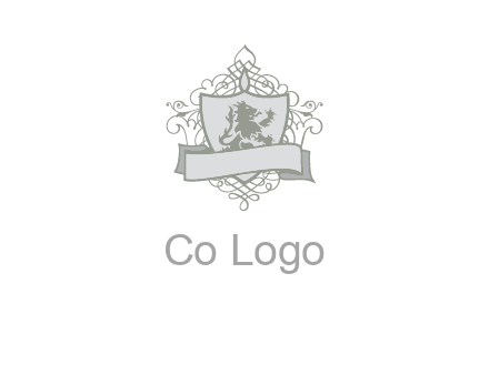 shield with banner and swirl design icon