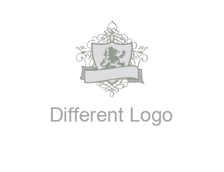 shield with banner and swirl design icon