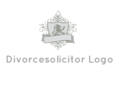 shield with banner and swirl design icon