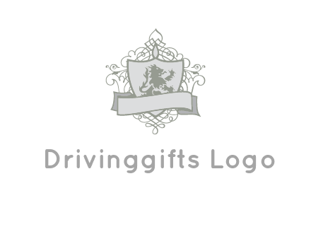 shield with banner and swirl design icon
