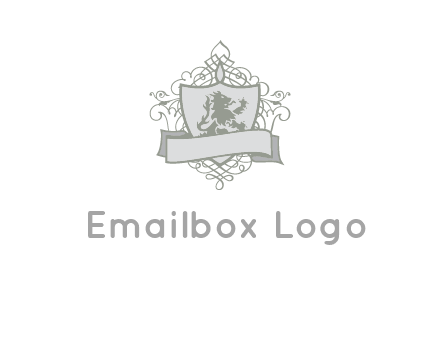 shield with banner and swirl design icon