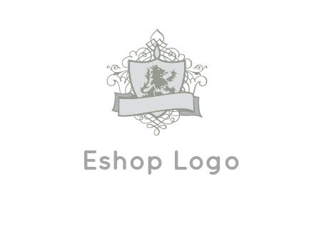 shield with banner and swirl design icon