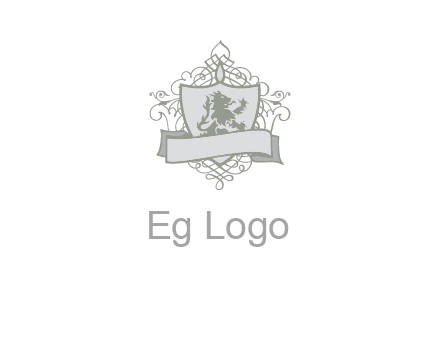 shield with banner and swirl design icon