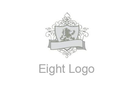 shield with banner and swirl design icon