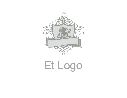 shield with banner and swirl design icon