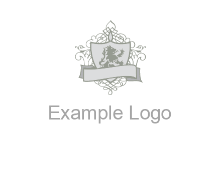 shield with banner and swirl design icon