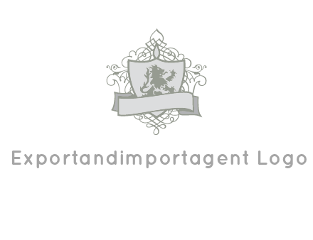 shield with banner and swirl design icon