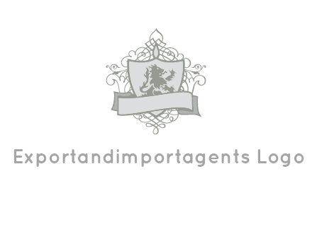 shield with banner and swirl design icon