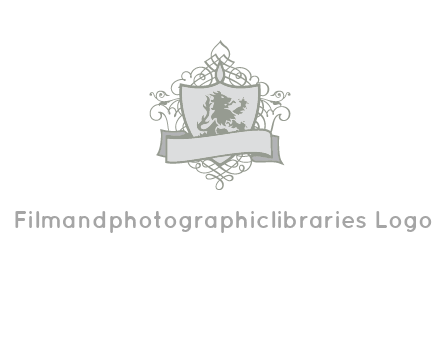 shield with banner and swirl design icon