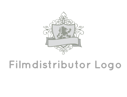 shield with banner and swirl design icon