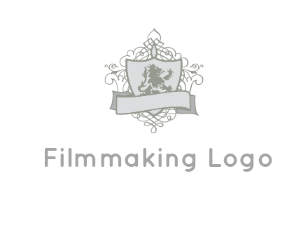shield with banner and swirl design icon