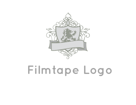shield with banner and swirl design icon