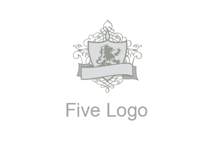 shield with banner and swirl design icon