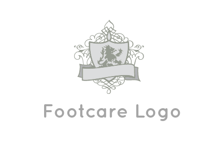 shield with banner and swirl design icon