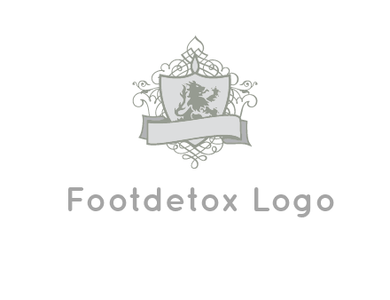 shield with banner and swirl design icon