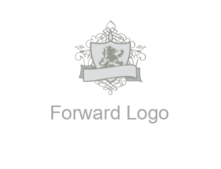 shield with banner and swirl design icon